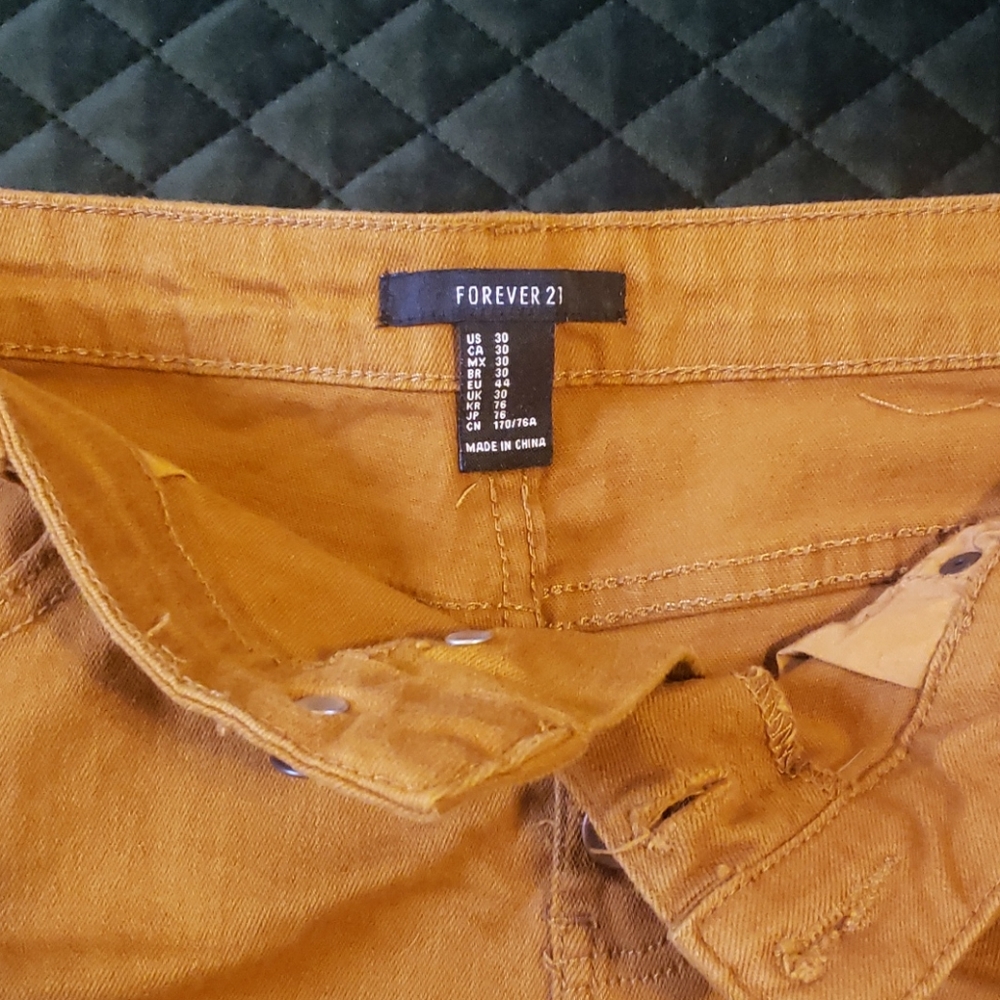 Forever 21 button fly high waisted mustard shorts - Picture 3 of 5